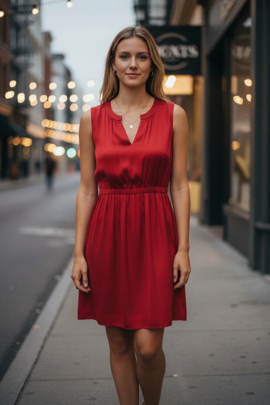 J.Crew Factory Red Sleeveless Shift Dress Women's Size 4 Lined Career
